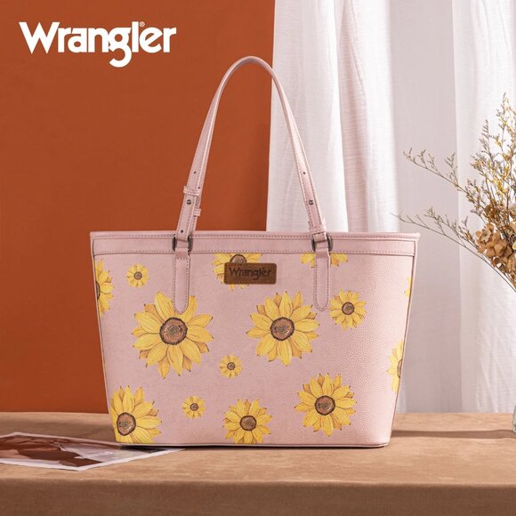 Wrangler Sunflower Print Tote Bag Pink - Picture 1 of 4